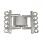 Metal clip / fold over clasp ± 24x17mm 2x5 strand Antique silver